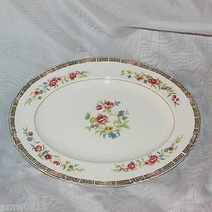 Large Oval Serving Platter John Maddock 12" Floral Center Cottagecore Vintage